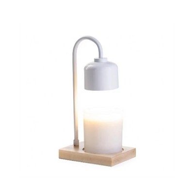 WHITE & WOOD ARCHED CANDLE WARMER LAMP